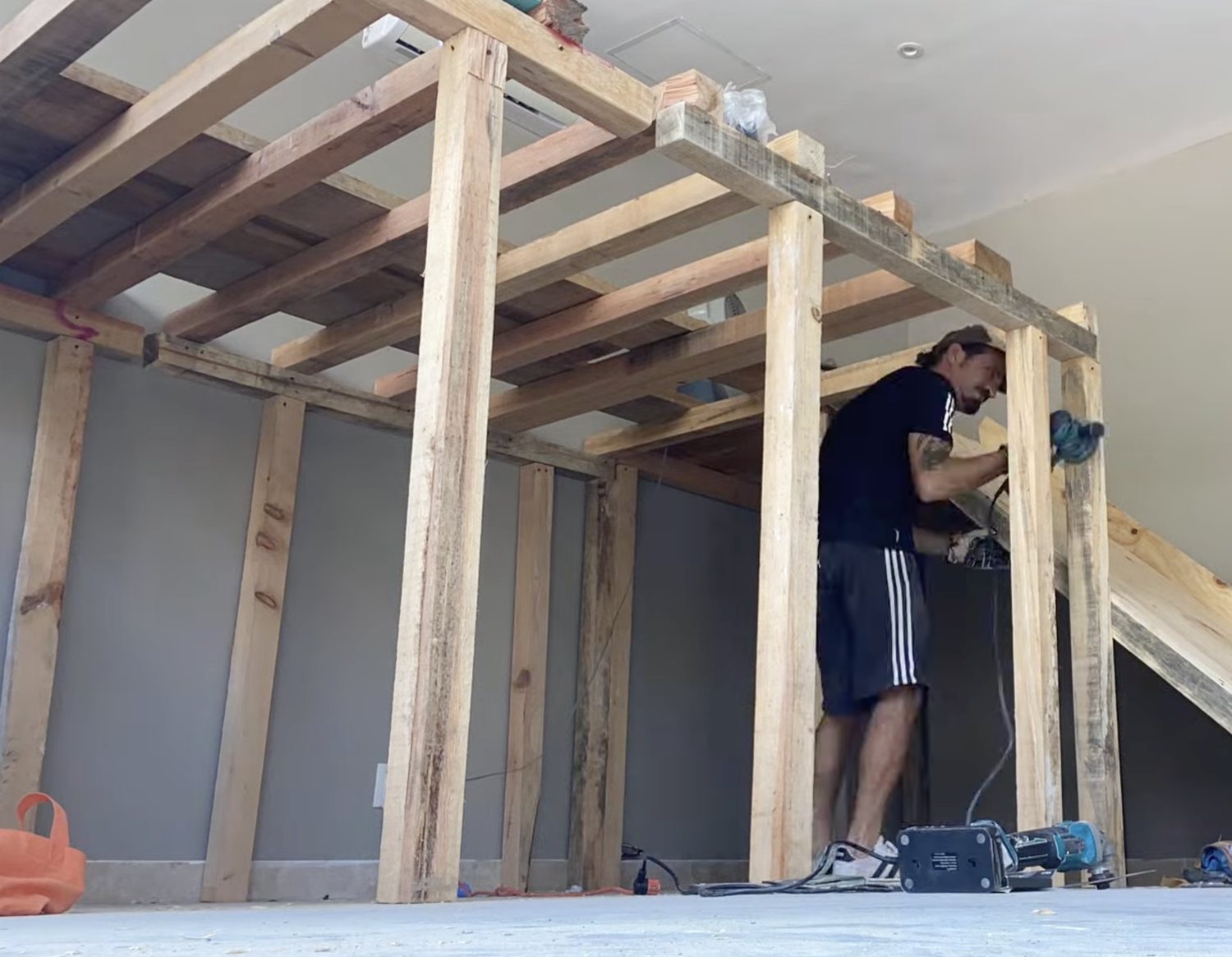 Timber frame structure built inside a villa in Tulum